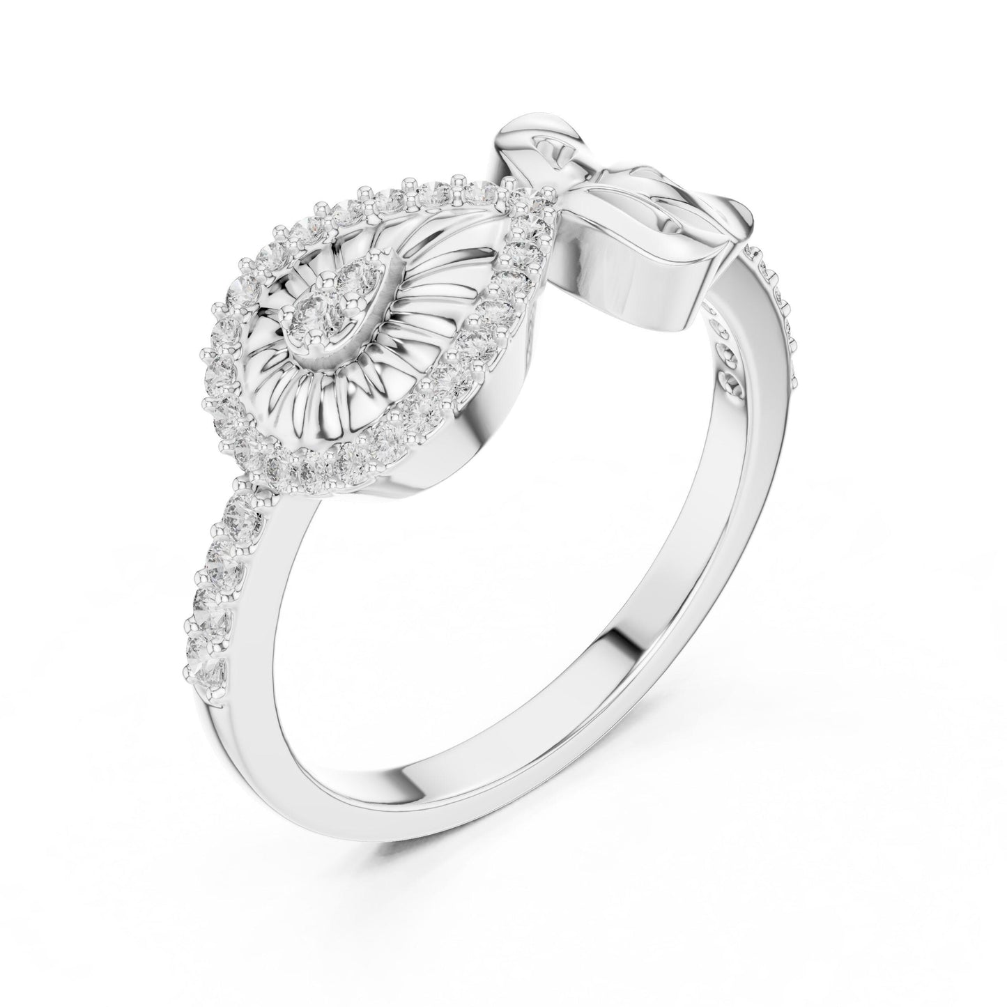 Vintage Riora eye bow ring with moissanite diamonds, dainty evil band design, minimalist women’s jewelry for promise or fashion.