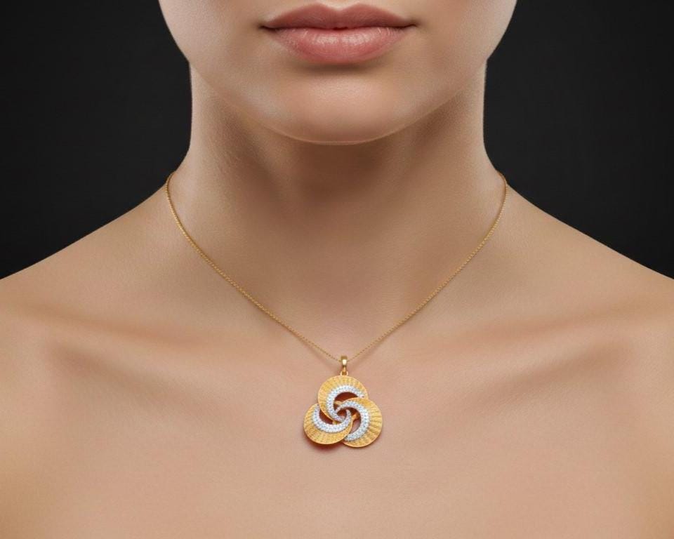 Moissanite Interlocking Circle Pendant Necklace | Gold Rose Silver | Hypoallergenic Bridal Jewelry Gift for Her