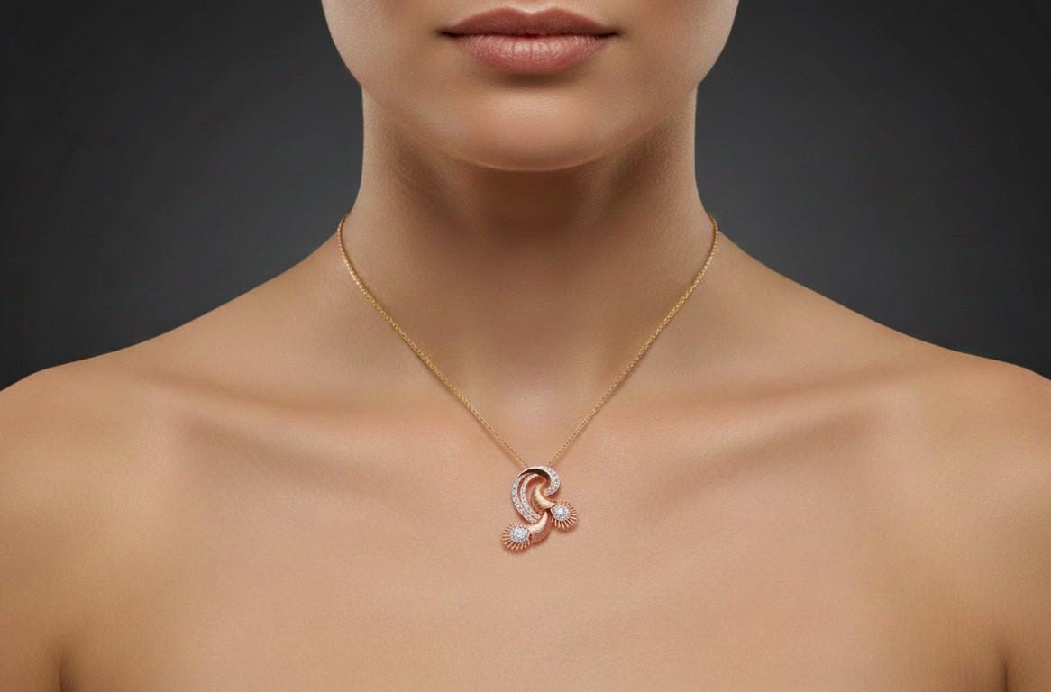 Moissanite Pendant Necklace | Rose Gold, Non-Allergenic