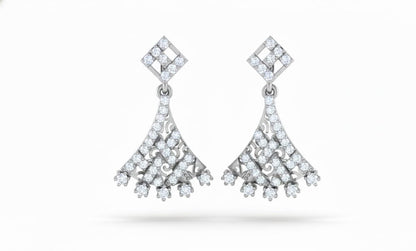 Moissanite Fan Drop Stud Earrings | Hypoallergenic Vintage Dangle | Gold, Rose Gold, Silver