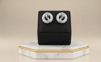 Moissanite Stud Earrings | Luxury Circle Knot | Gold, Rose Gold & Silver | Hypoallergenic Bridal Gift