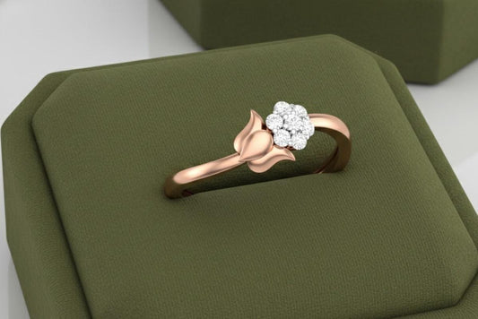 Moissanite Flower Ring | Rose Gold Silver Hypoallergenic Engagement & Promise Ring for Women