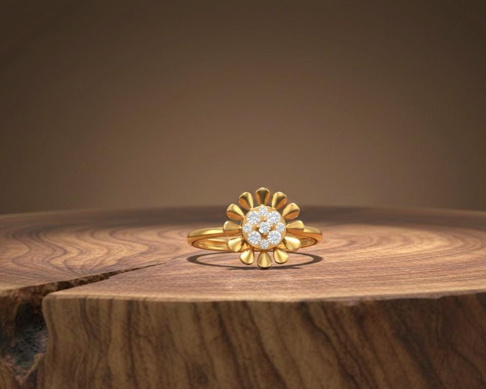 Moissanite Floral Daisy Ring for Women | Gold, Rose Gold & Silver | Sizes 5–11 | Promise & Valentine Gift