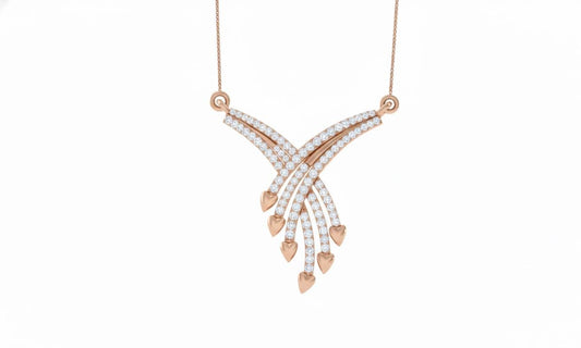 Rose gold moissanite heart drop necklace featuring a delicate pendant, romantic bridal jewelry for her, by Riora