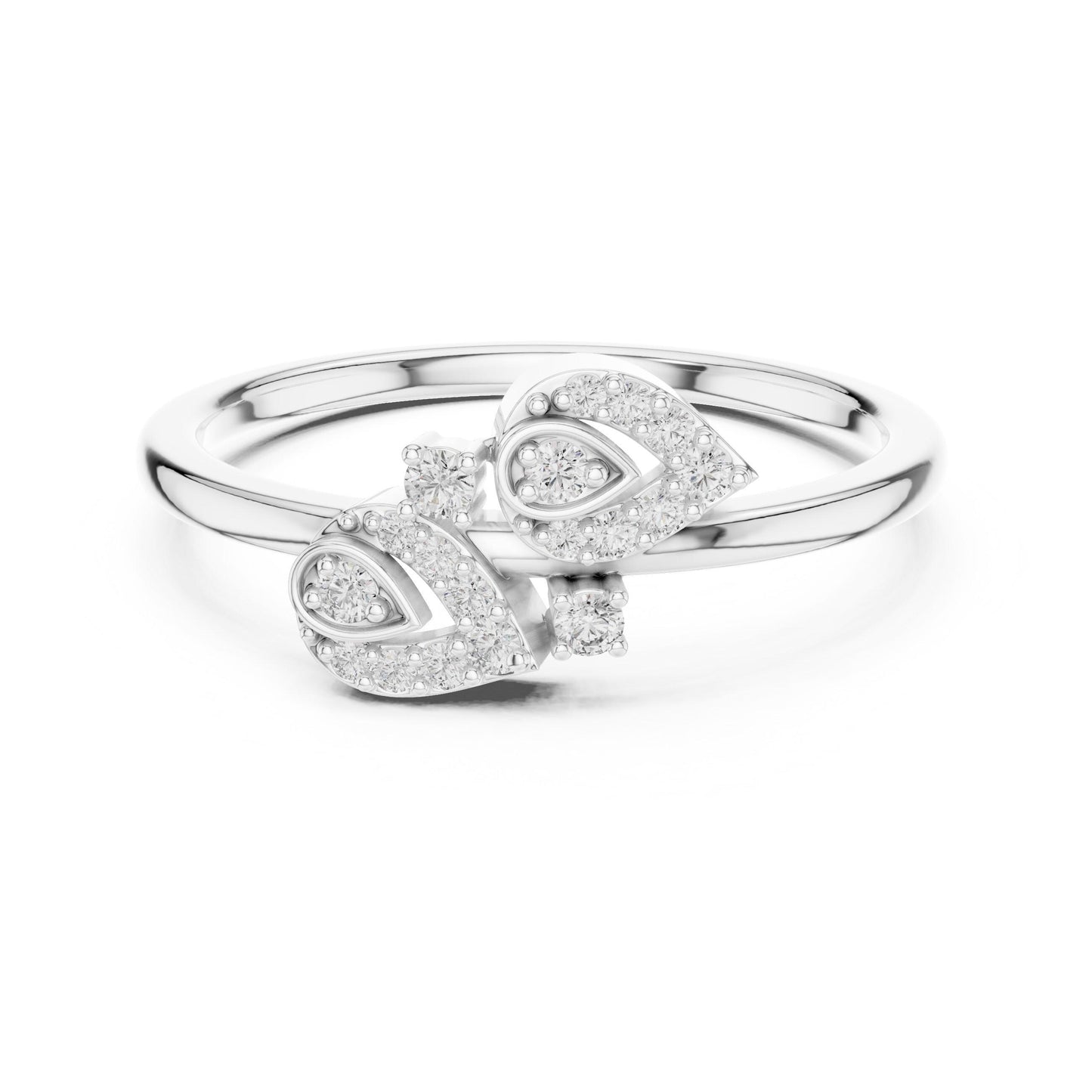 Riora elegant gold rose engagement ring with moissanite diamond leaf design, nature-inspired bridal promise band jewelry