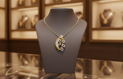 Moissanite Leaf Pendant Necklace | Rose Gold & Silver, Hypoallergenic