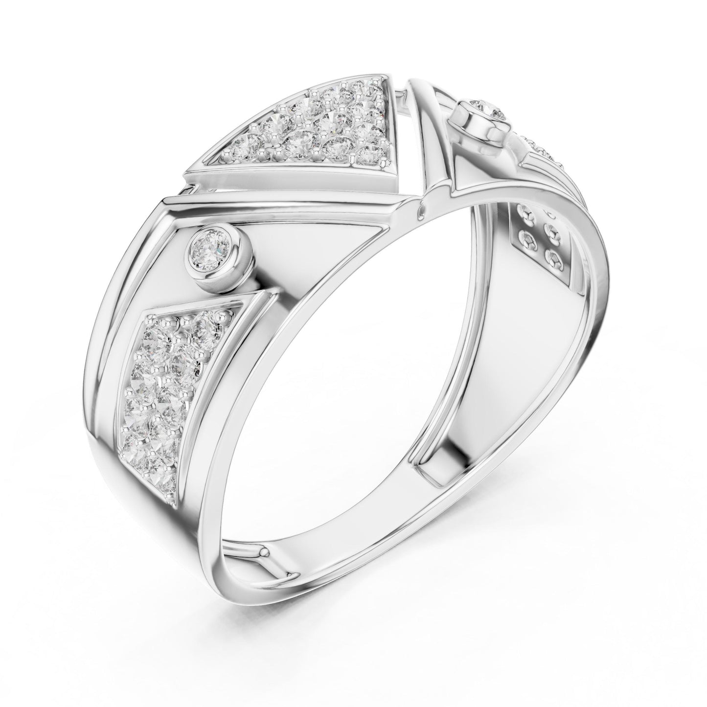 Riora luxury moissanite statement gold cocktail ring with bold band, perfect for bridal or birthday gift, showcasing sparkling jewelry.