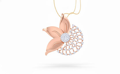 Moissanite Flower Pendant Necklace, Gold Rose Silver Floral Charm,  Hypoallergenic Gift for Her