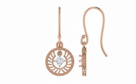 Moissanite Sunburst Drop Earrings | Hypoallergenic Dangle Earrings | Gold, Rose Gold & Silver