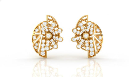 Moissanite Floral Stud Earrings for Women | Gold, Rose Gold & Silver | Bridal & Valentine Gift