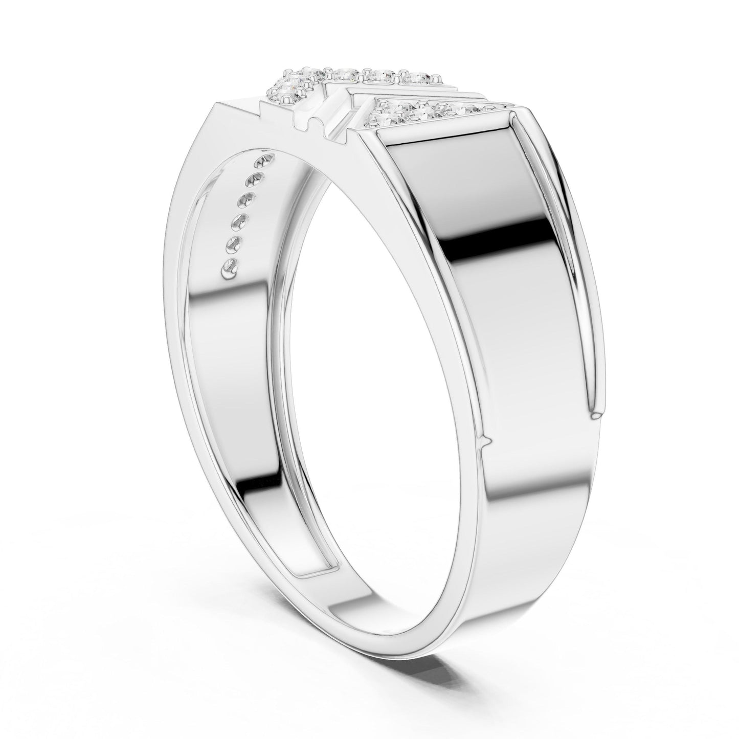 Riora luxury geometric CZ band ring in gold, silver, and rose gold with statement style, nickel-free, perfect for wedding or gift.