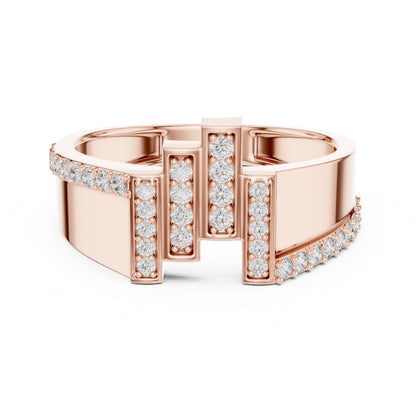 Riora luxury CZ statement ring for women featuring a gold rose silver adjustable band, perfect for anniversaries and Valentine’s Day.