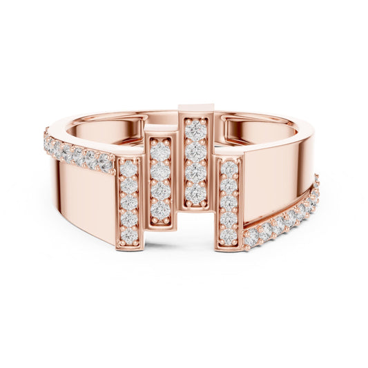 Riora luxury CZ statement ring for women featuring a gold rose silver adjustable band, perfect for anniversaries and Valentine’s Day.