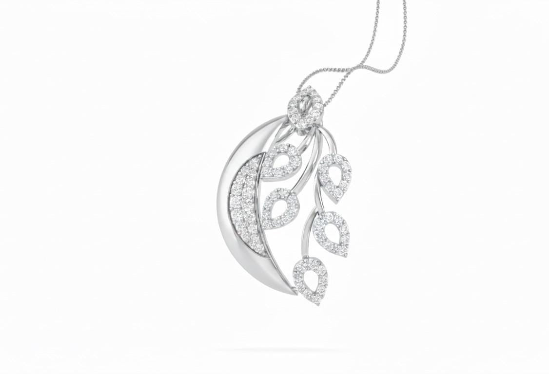 Moissanite Leaf Pendant Necklace | Rose Gold & Silver, Hypoallergenic