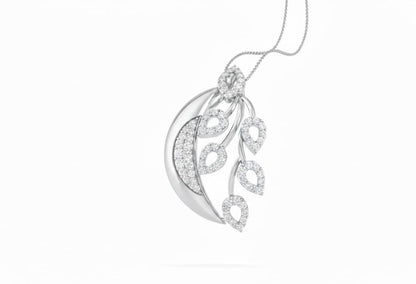 Moissanite Leaf Pendant Necklace | Rose Gold & Silver, Hypoallergenic