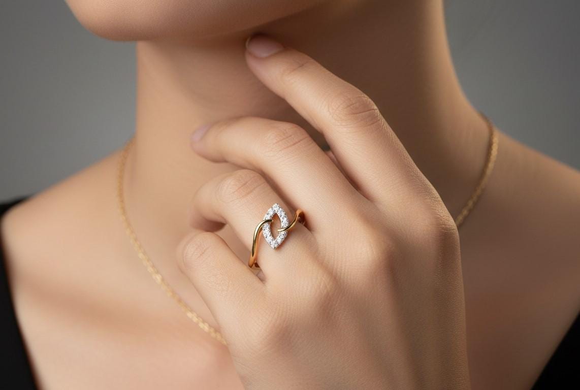 Interlocking Heart Moissanite Ring | Gold, Rose Gold & Silver | Hypoallergenic Promise Ring