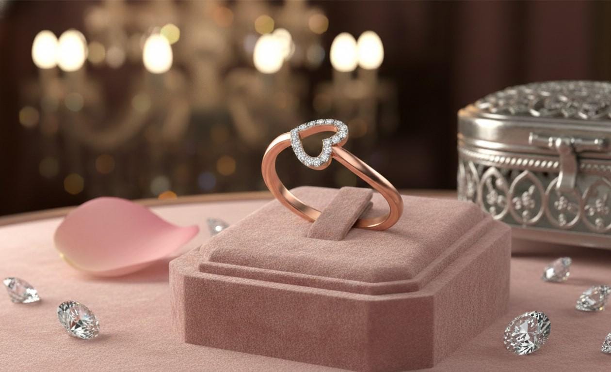 Heart Moissanite Ring | Hypoallergenic | Gold, Rose Gold & Silver | Gift for Her