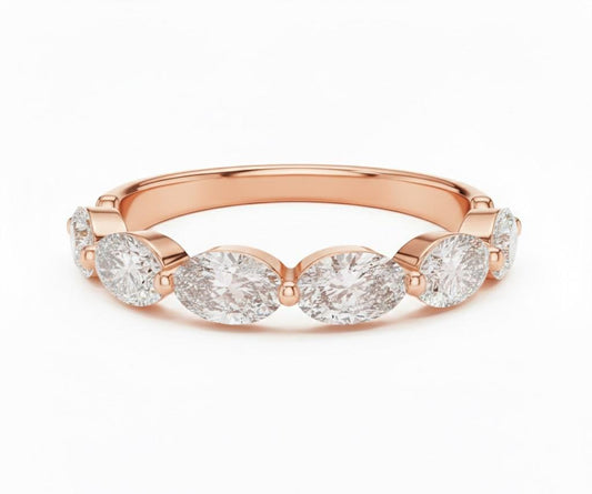 Oval CZ Eternity Band Ring | Hypoallergenic Gold Rose Gold Silver | Anniversary Promise Ring for Her
