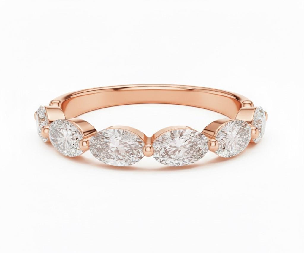 Oval CZ Eternity Band Ring | Hypoallergenic Gold Rose Gold Silver | Anniversary Promise Ring for Her