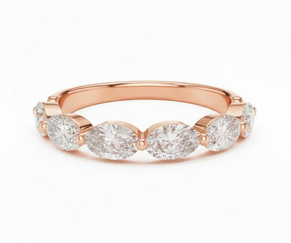 Oval CZ Eternity Band Ring | Hypoallergenic Gold Rose Gold Silver | Anniversary Promise Ring for Her