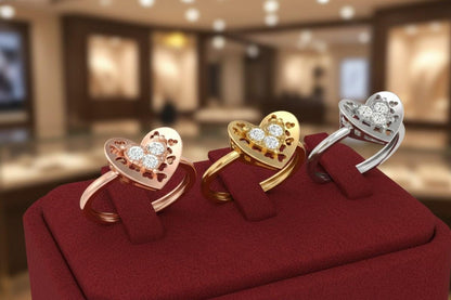 Moissanite Heart Ring for Women | Gold, Rose Gold & Silver | Sizes 5–11 | Romantic Promise & Valentine Gift