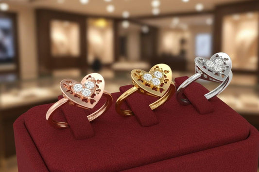 Moissanite Heart Ring for Women | Gold, Rose Gold & Silver | Sizes 5–11 | Romantic Promise & Valentine Gift