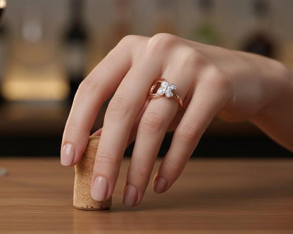 Clover Moissanite Ring | Gold, Rose Gold & Silver | Hypoallergenic Fine Jewelry