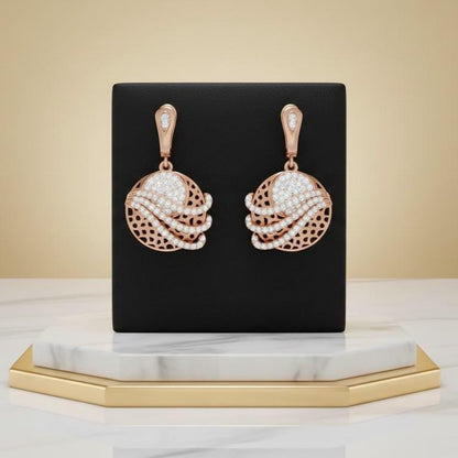 Moissanite Drop Earrings | Rose Gold Swirl, Nickel-Free