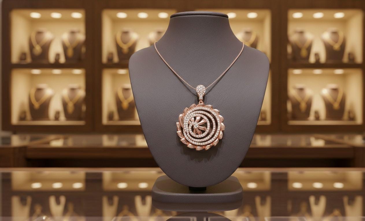Moissanite Spiral Pendant Necklace, Gold Rose Gold Silver, Hypoallergenic Statement  Gift for Her Valentine