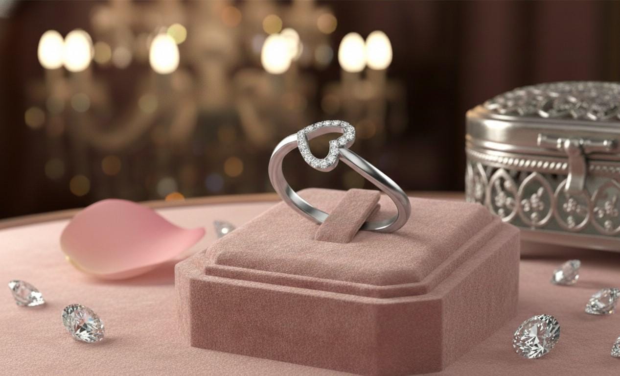 Heart Moissanite Ring | Hypoallergenic | Gold, Rose Gold & Silver | Gift for Her
