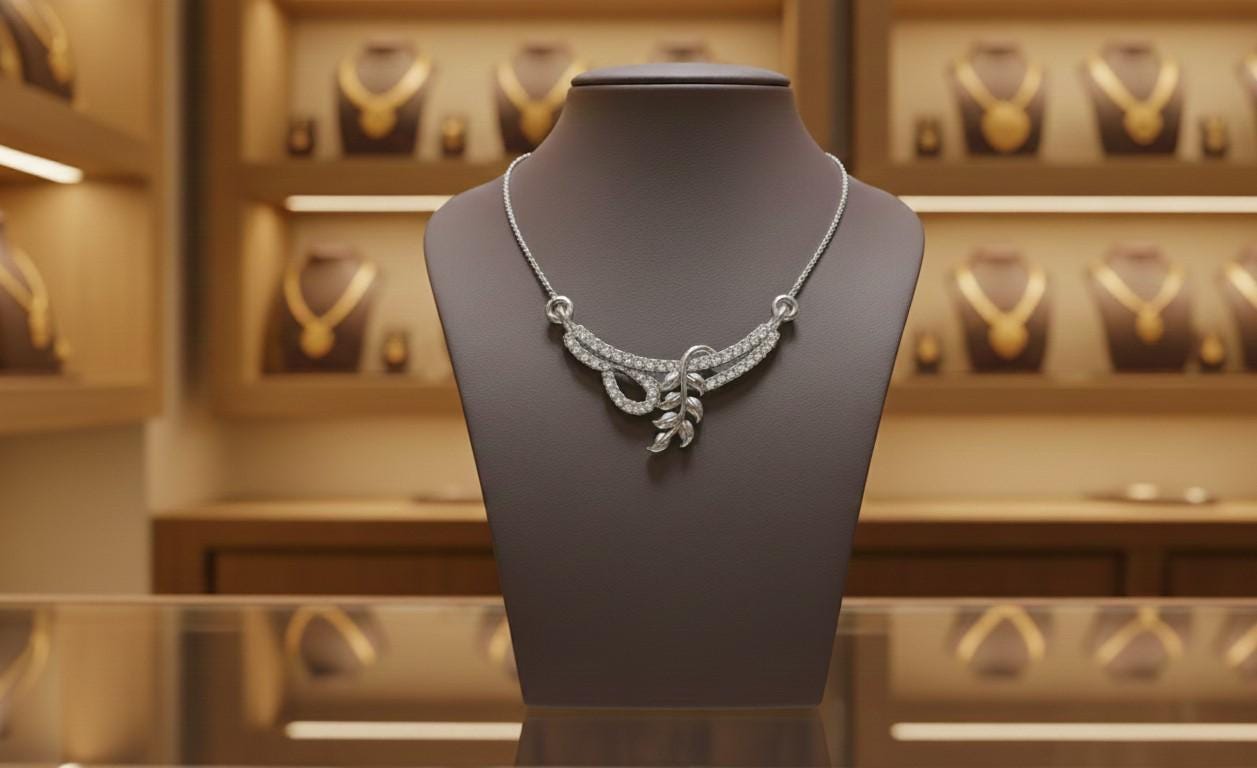 Moissanite Leaf Pendant Necklace | Gold, Rose Gold & Silver | Diamond Look Gift for Her