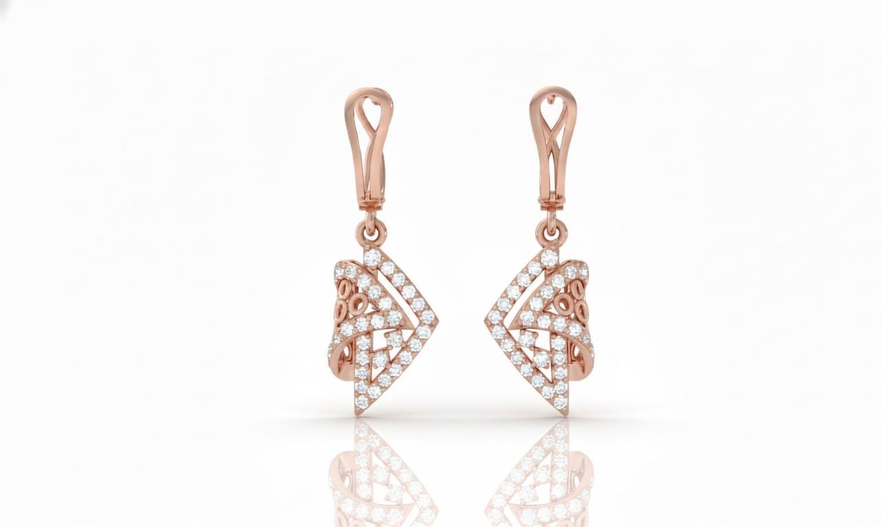 Moissanite Geometric Drop Stud Earrings | Hypoallergenic Luxury | Gold, Rose Gold, Silver