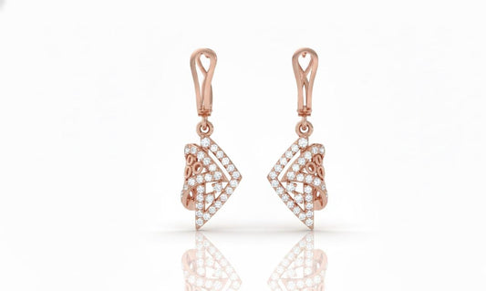 Moissanite Geometric Drop Stud Earrings | Hypoallergenic Luxury | Gold, Rose Gold, Silver
