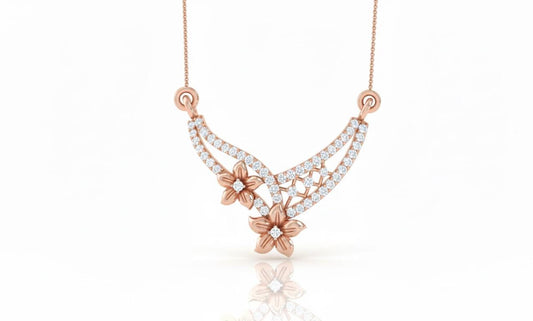 Moissanite Floral Pendant Necklace | Dainty Flower Jewelry for Women | Gold, Rose Gold & Silver