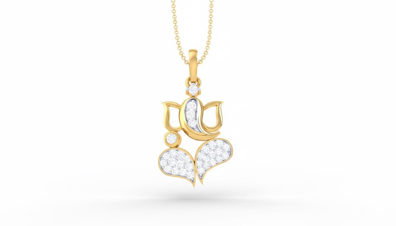 Riora Moissanite Lotus Heart Pendant Necklace featuring a sparkling heart-shaped pendant on a delicate chain