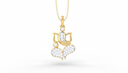 Riora Moissanite Lotus Heart Pendant Necklace featuring a sparkling heart-shaped pendant on a delicate chain