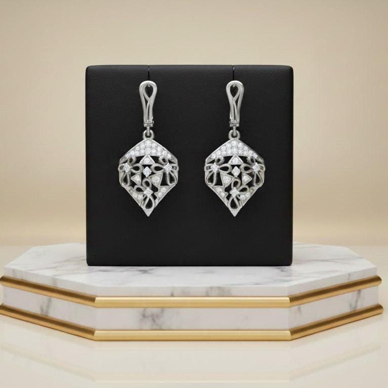 Moissanite Drop Stud Earrings | Hypoallergenic Luxury Dangle Earrings | Gold, Rose Gold & Silver | Riora