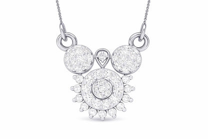 Riora moissanite statement necklace with gold and rose gold pendant, silver diamond look jewelry for bridal and wedding occasions