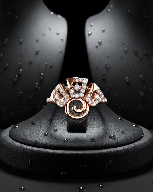 Riora Art Deco Moissanite diamond statement ring with geometric vintage style, bold cocktail band, and unique engagement design.