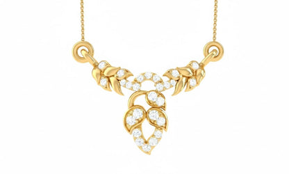 Moissanite Leaf Pendant Necklace, 22 Inch Chain, Bridal Jewelry