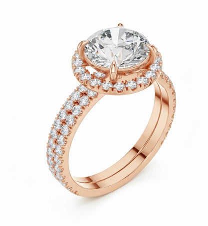 CZ Halo Engagement Ring | Gold, Rose Gold & Silver | Hypoallergenic Bridal Jewelry