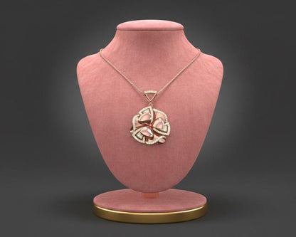 Moissanite Floral Pendant | Rose Gold Non Tarnish Hypoallergenic Necklace | Valentine Gift for Her