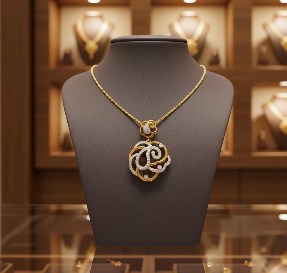 Moissanite Swirl Pendant Necklace for Women | Gold, Rose Gold & Silver | Bridal & Anniversary Gift