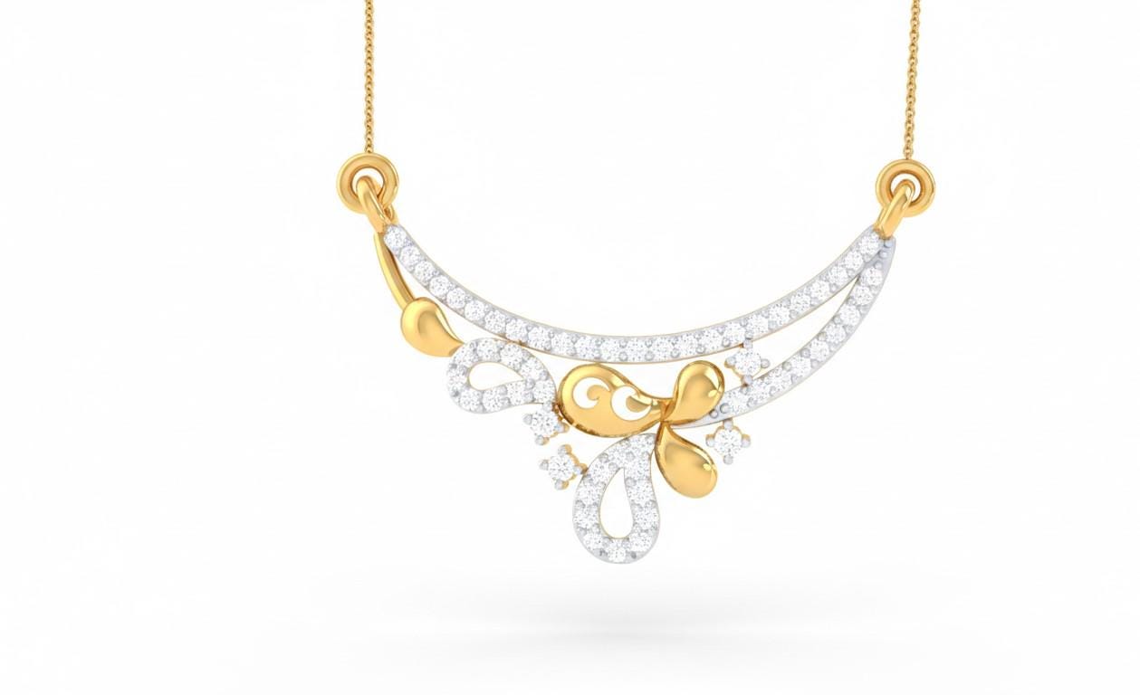 Moissanite Curved Pendant Necklace for Women | Gold, Rose Gold & Silver | Bridal & Anniversary Gift