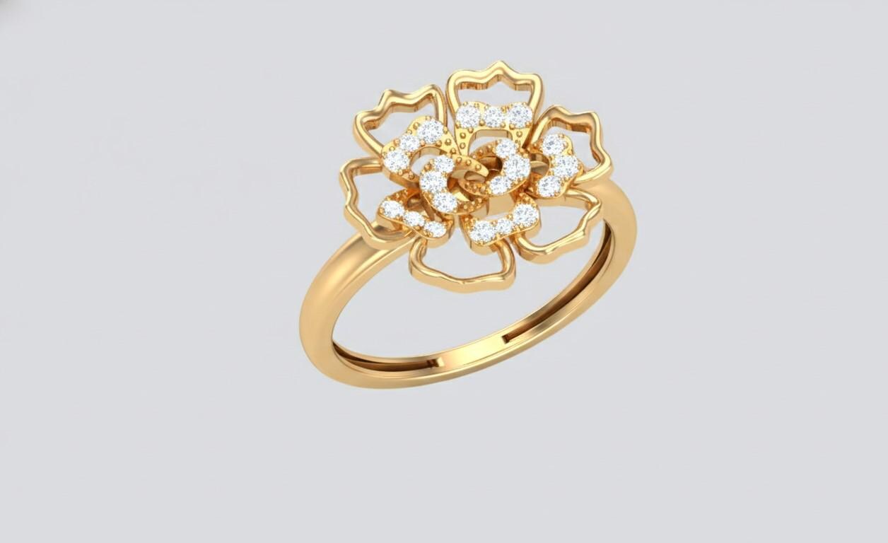 Moissanite Flower Ring | Floral Diamond Look Ring | Nickel-Free Hypoallergenic Statement Jewelry