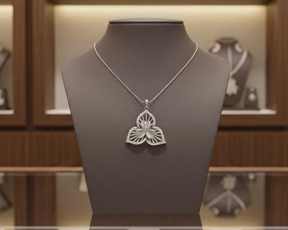 Moissanite Flower Pendant Necklace, Gold Rose Silver Floral Charm, 22in Adjustable Chain, Elegant