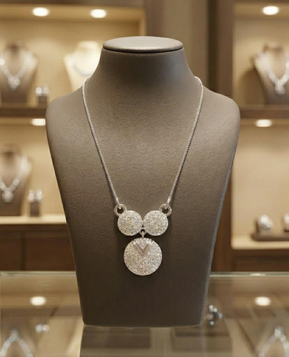 Riora rose gold moissanite circle pendant necklace with elegant bridal design, perfect gift for her, featuring sparkling gemstone details.