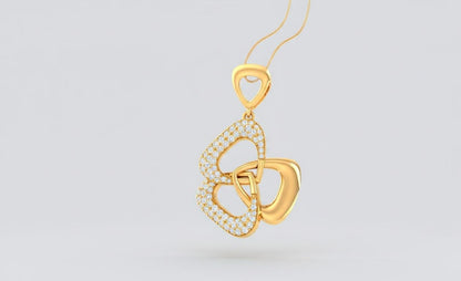 Moissanite Interlocking Heart Pendant Necklace, Rose Gold Silver, Adjustable