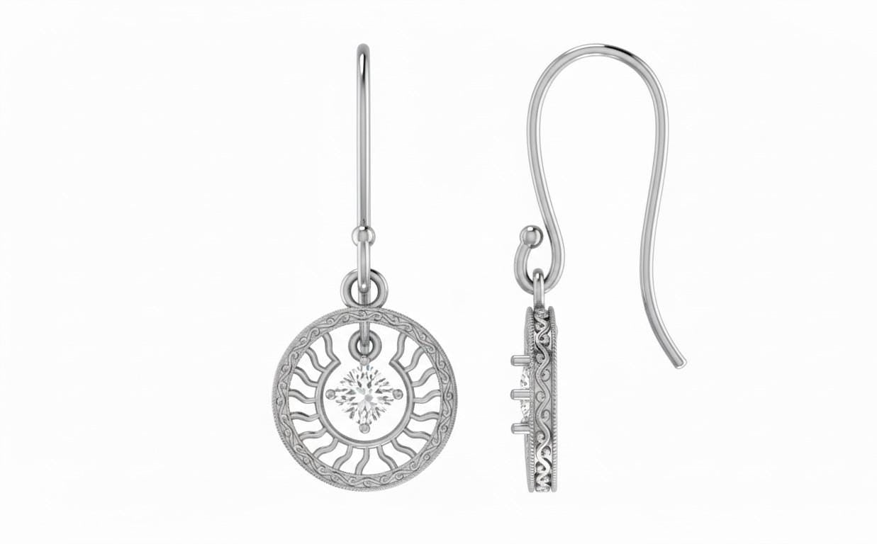 Moissanite Sunburst Drop Earrings | Hypoallergenic Dangle Earrings | Gold, Rose Gold & Silver