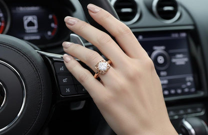 Moissanite Floral Statement Ring | Gold, Rose Gold & Silver | Hypoallergenic Fine Jewelry